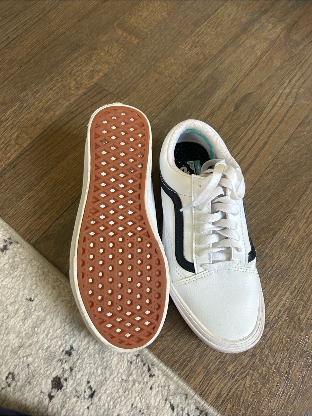 Vans White and Black Low-Top Skate Sneakers